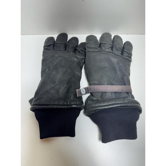 US Military Black Leather Intermediate Cold Wet Gloves With Cuff XL VGC - Picture 2 of 4